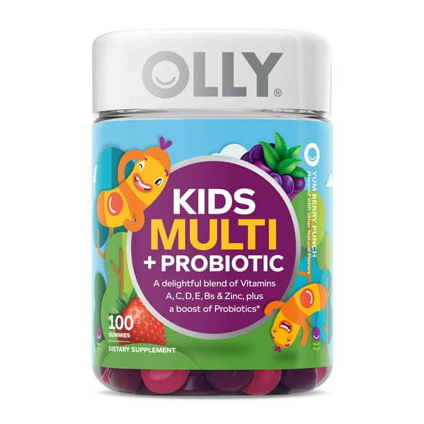 OLLY Kids Multivitamin + Probiotic Gummy, Vitamin A, C, D, E, B, Zinc, Berry, 100 Count OLLY Kids Multivitamin + Probiotic Gummy, Vitamin A, C, D, E, B, Zinc, Berry, 100 Count