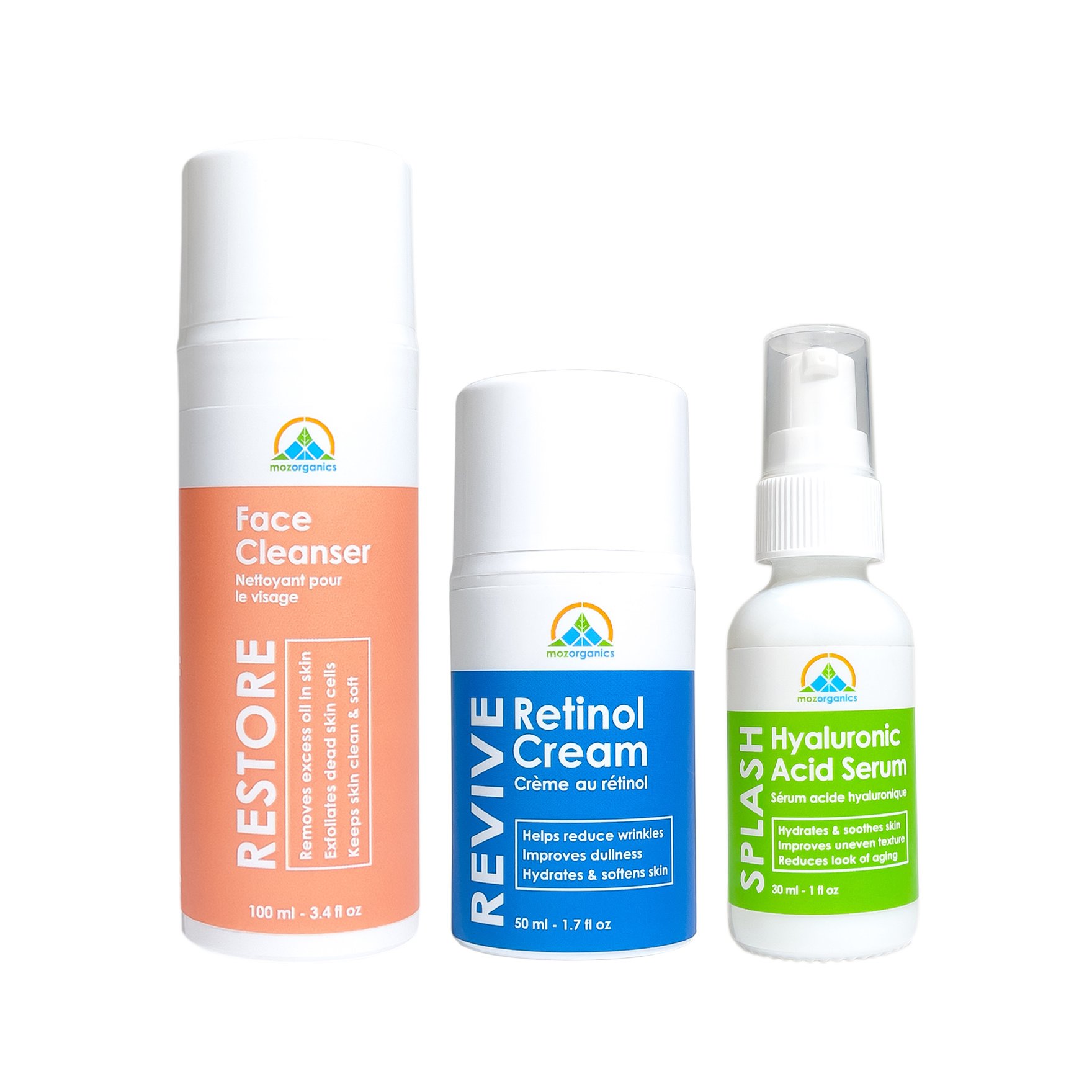 The ABC Set - Best On The Go Skin Care Gift Set Mad with Natural Face Cleanser; Retinol Cream; and Hyaluronic Acid Serum The ABC Set - Best On The Go Skin Care Gift Set Mad with Natural Face Cleanser; Retinol Cream; and Hyaluronic Acid Serum