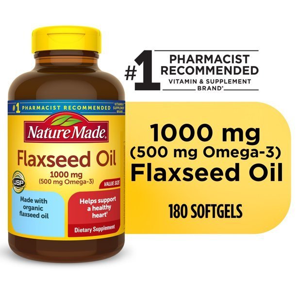 Nature Made Flaxseed Oil 1000 mg Softgels; Dietary Supplement; 180 Count Nature Made Flaxseed Oil 1000 mg Softgels; Dietary Supplement; 180 Count