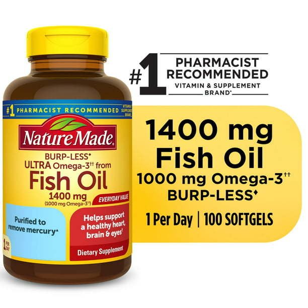 Nature Made Burp Less Ultra Omega 3 Fish Oil; 1400 mg Softgels; 100 Count Nature Made Burp Less Ultra Omega 3 Fish Oil; 1400 mg Softgels; 100 Count