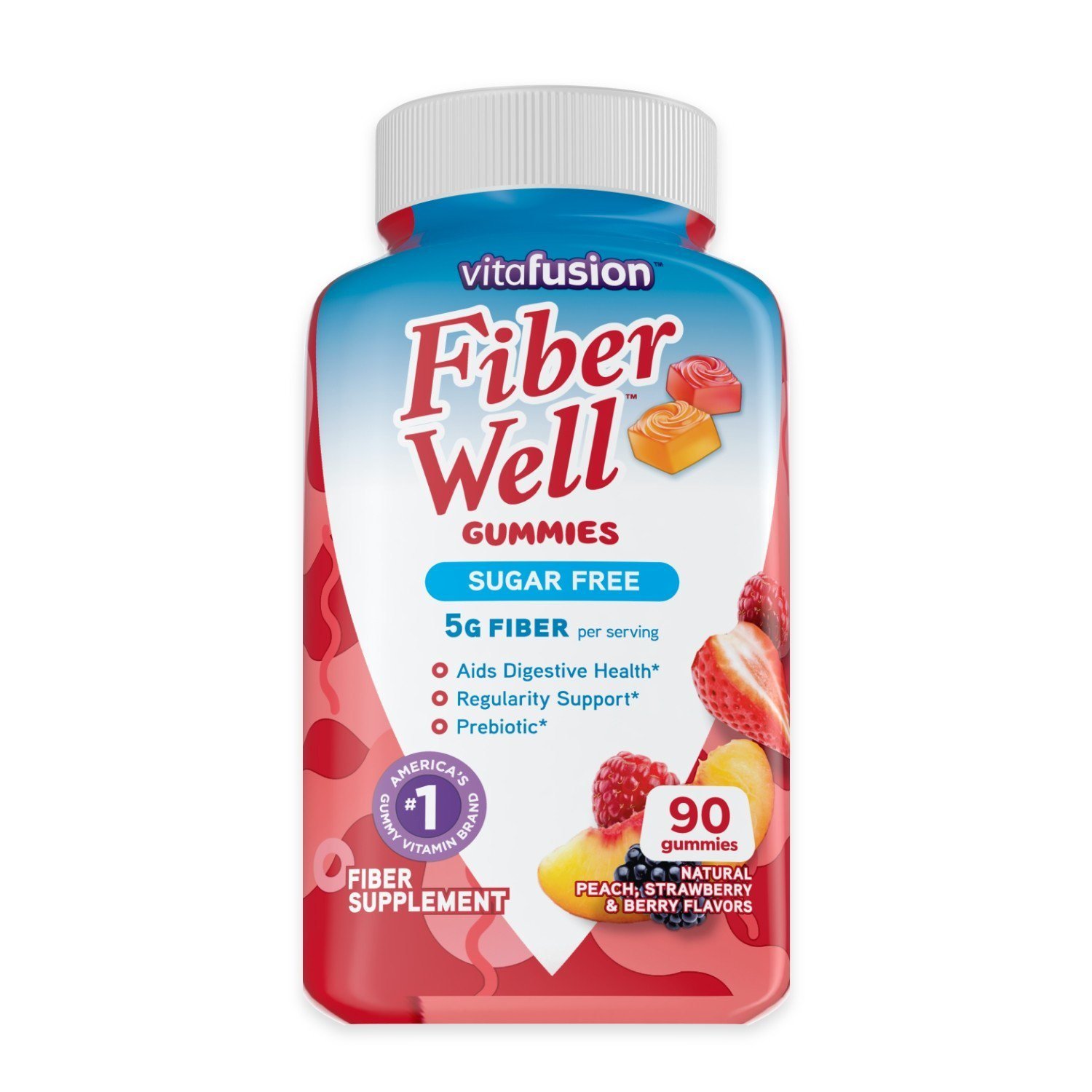 Vitafusion Fiber Well Sugar Free Fiber Supplement Gummies; Fruit Flavored; 90 Count Vitafusion Fiber Well Sugar Free Fiber Supplement Gummies; Fruit Flavored; 90 Count