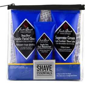 Jack Black by Jack Black Shaved Essentials Set: Deep Dive 3 oz + Supreme Cream Triple Cushion Shave Lather 2.6 oz + Double-Duty Face Moisturizer SPF 2